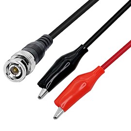 PNGKNYOCN 1.5 Feet BNC Q9 to Double Alligator Clip Test Cable Probe Leads Oscilloscope Test for Oscilloscope, Signal Generators, Video Surveillance (0.5M)