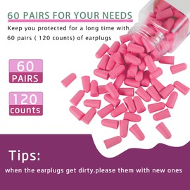 EXGOX Super Soft Foam Earplugs, 38 dB Highest SNR, 60 Pairs, One Size, Fits Virtually Any Wearer, Comfortable for Sleeping, Snoring, Learning, Travel, Concerts, Loud Noises