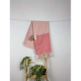 OZDESIGN DILAY Turkish Towel – 100% Cotton Peshtemal, 100x180 cm – Quick Dry, Lightweight, Highly Absorbent Hammam Towel for Bath, Beach, Spa & Travel (1, Pomegranate)