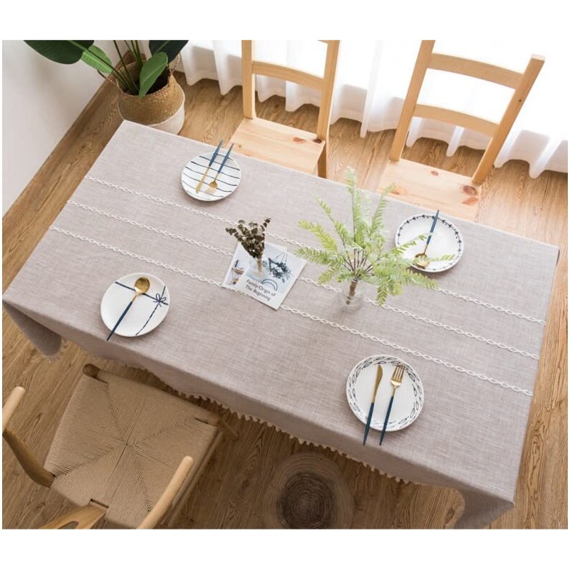 JaeMoose Tablecloth Tassel Cotton Linen Elegant Reusable Decorations Tablecloth Washable
