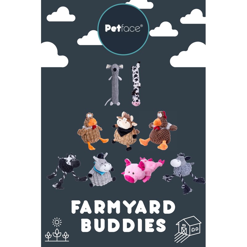 Petface Farmyard Buddies Noodle Cow Plush Dog Toy
