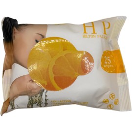 Toallitas Desmaquillantes con Vitamina C y Ginseng, 3 en 1 Limpieza Facial, Efecto Calmante, 25 Piezas por Paquete, 4 Paquetes, 100 Toallitas Totales