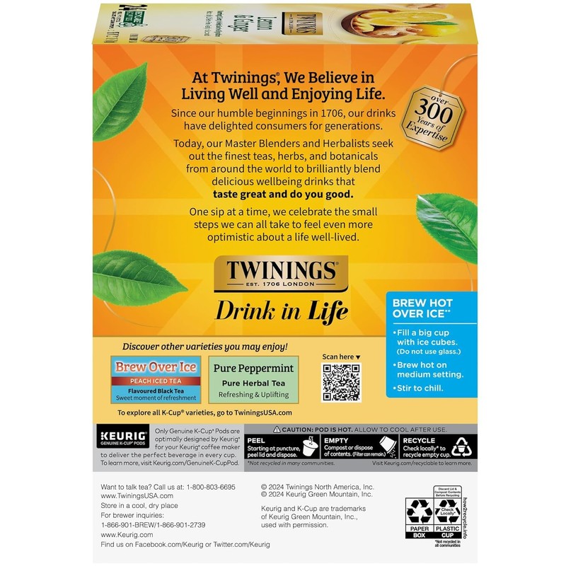 Twinings Lemon & Ginger Herbal Tea K-Cup Pods for Keurig,
