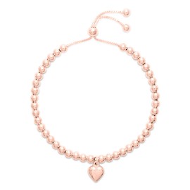 Hatton Jewellery Heart Charm Bracelet, 18K Rose Gold over Sterling Silver Bracelet for Women, slider style clasp and adjustable in size. Made in Italy and Gift boxed