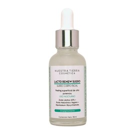 Nuestra Tierra Cosmetica Lacto Renew Suero Facial Despigmentante con Ácido Láctico 10%, Ácido Hialurónico Vegano, Para Uso Nocturno, 35ml