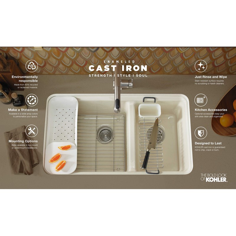 Kohler K-6255-ST Riverby Right-Hand Sink Rack, Stainless Steel,1.00 x 14.13