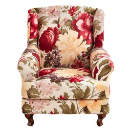 Eco-Ancheng Chair Covers Wingback Chair Slipcover 2-Piece Stretch Wing Chair Slipcovers Wingback Armchair Covers for Wingback Chairs with Elastic Bottom Non-Slip Furniture Protector for Living Room,37