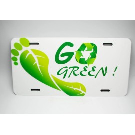 DIGIART INTERNATIONAL RECYCLE REDUCE REUSE GO GREEN ENVIRONMENTAL METAL CAR NOVELTY LICENSE PLATE TAG