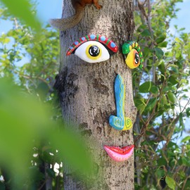 Tree Faces Decor Outdoor, Cute Tree Decorations Outdoor Faces, Weather Resistance Colorful and Sturdy Fun Outdoor Tree Faces Decor, Creative Faces for Trees, Garden Tree Art Faces Decor