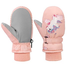 MoKo Manoplas de esquí para niños, Guantes aislados Impermeables para niñas y niños, Guantes de Nieve de Invierno de Forro Polar cálido para niños