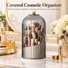 360° Rotating Makeup Brush Holder with Lid – Dust-Protected Cosmetic