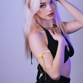 RechicGu Roman Greek Leaf Feather Chain Tassels Bracelet Armband Upper Arm Cuff Armlet Snake Chain Gold