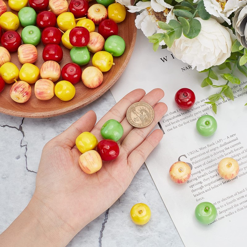CHGCRAFT 60Pcs 4 Styles Foam Fruit Artificial Mini Apple, Fake
