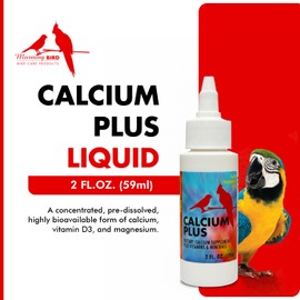 Morning Bird Calcium Plus Liquid for Birds – Bird Vitamins for Strong Eggshells, Healthy Bones, and Baby Bird to Support Growth, Breeding, and Wellness for All Birds 2 Fl Oz