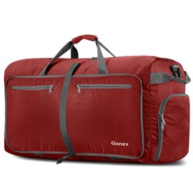 Gonex Lightweight Fold Away Travel Luggage 40/60/80/100/150L Duffel Bags Overnight Bags Gym Bag for Travel Sports Gym Holidays, red, 100L