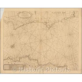 Historic Map - Coast of Spain and The contiguous Parts of The Barbary Coast, Granada, Murcia and Valencia Sea Chart, Cape de Gata to Cape S. Marin, 1740 - Vintage Wall Art 24in x 20in