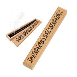 Incense Burner, Bamboo Incense Holder, Burner Ash Catcher for Spa Yoga Meditation Indoor Outdoor Use (9.25 Inch)