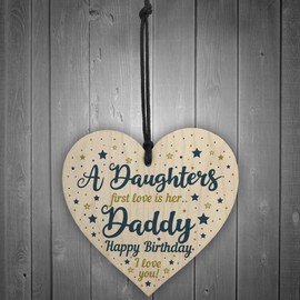 RED OCEAN Daddy Gifts From Daughter Dad Birthday Gifts Wooden Heart Dad Birthday Card From Son Keepsake
