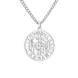 Amaxer Saint Benedict of Nursia Necklace for Women Stainless Steel Catholic Roman Cross Protection Religious Jewellery Necklace for Women Men, 50 cm, Stainless Steel, No Gemstone