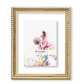 Wontree 8x10 Floating Picture Frame, Solid Pine Wood with Double Sided Real Glass, Fit 5x7 or Display Any Size Photo up to 8x10, Wall Hanging or Tabletop Free-Standing, Natural