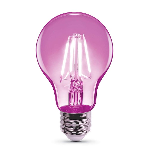 Feit Electric - A19/TPK/LED 25W Equivalent Pink Filament Dimmable Clear