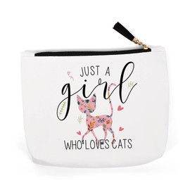 Cat Gifts for Cat Lovers, Cat Stuff Merch Decor, Cat Mom Gifts for Women Women, Unique Christmas Birthday for Cat Lover Owners, Crazy Cat Lady Gifts, Cat Makeup Bag ?Just A Women Who Loves Cats