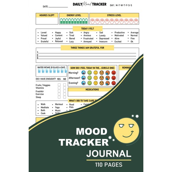 Mood Tracker Journal: Daily Health & Mental Health Tracker Notebook