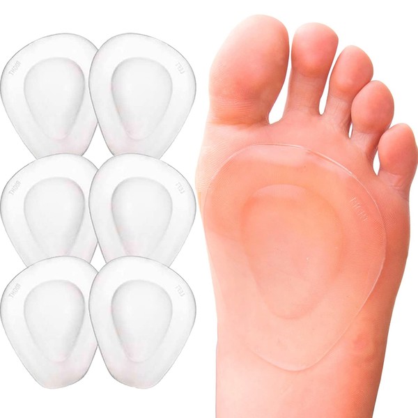 JKcare Gel Metatarsal Pads (Adhesive-Backed), Ball of Foot Cushions, Forefoot Support for Metatarsalgia, Morton’s Neuroma, Aching Feet Pain Relief- 6 Pack