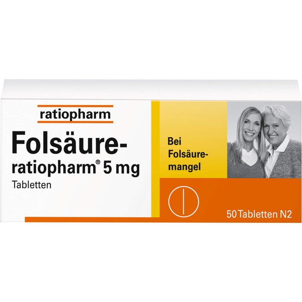 Folsäure-ratiopharm 5 mg Tabletten bei Folsäure-Mangel, 100 pcs. Tablets