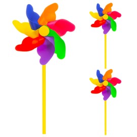 QZKJQDD 3 Pcs Rainbow Pinwheels, Windmills for Garden, Windmills for Children, for the Yard Garden Lawn Patio Outdoor Decor Party Decorations, Colorful (ø 18cm)