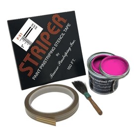 Automotive Pinstriping KIT - Stencil/Brush/Paint - Pinstripe Your Car/Truck | Striper: F-51 | Results: 3/32 inch Stripe, 3/32 inch Space, 3/32 inch Stripe (Magenta, 42 Foot roll)