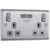 BG Electrical nbs22u3g Double Switched Fast Charging Power Socket with