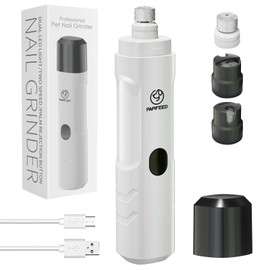 PAPIFEED Dog Nail Grinder with 2 LED Light,3-Speed Rechargeable Dog Nail Trimmer, Upgraded Powerful Electric Dog Toe Nail File Quiet Painless, Paws Grooming for Small Medium Large Dogs Cats-White