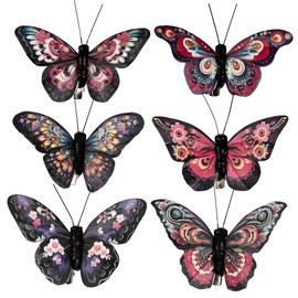 Cartanfill-Artificial Butterfly Decorations Set, 12 Pieces, 6 Colors, Clip for Home, Wedding, Party Decor