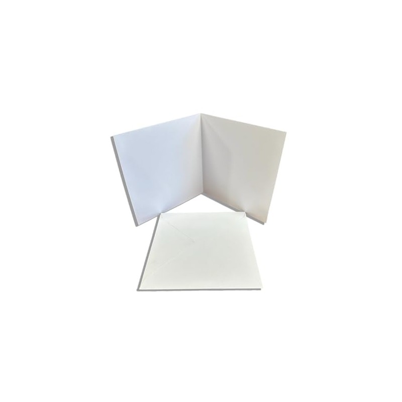 DJP 5x5" Square Creased Blank White Smooth Cards & Envelopes