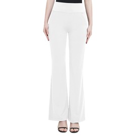 Urban CoCo Women's High Waist Stretchy Bootcut Yoga Pants Casual Flare Leggings Workout Bootleg Pants (White, M)