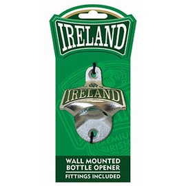 Ireland College Wall Mounted Bottle Opener With Green Shamrock Design