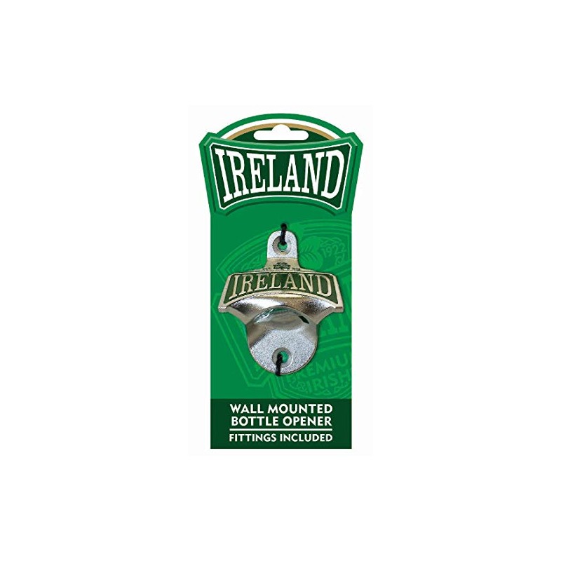 Ireland College Wall Mounted Bottle Opener With Green Shamrock Design