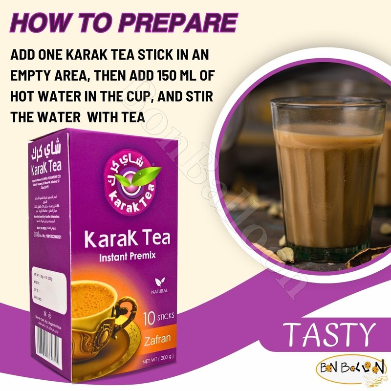 Karak Tea Instant Premix Saffron Zafran Natural Chai Powder Oriental