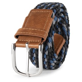 Indicode Unisex different belt, 40 mm wide, metal belt buckle and faux leather strap, navy