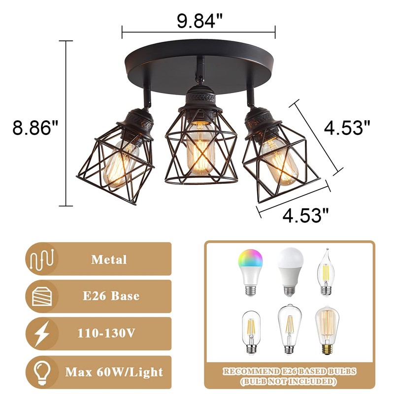 ABEAJAT Kitchen Light Fixtures, Adjustable Semi Flush Mount Ceiling Light