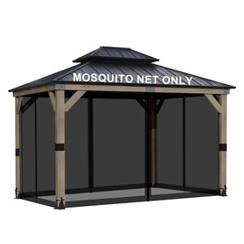 BPS 10' x 13' Gazebo Universal Mosquito Netting Screen Replacement, 4-Panel Mesh Screen Walls with Double Zippers for Outdoor Patio, Khaki (Mosquito Net Only)