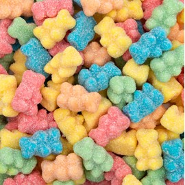 Neon Sour Bears Gummy Candy | 1 Pound Bag | Assorted Fruit Flavored Sour Gummies | Colorful Chewy Candy for Parties, Buffets, Kids' Events, and Dessert Decorating