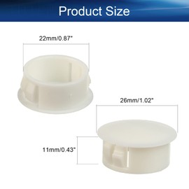 Heyiarbeit 20pcs Hole Plugs 7/8" / 22mm Nylon Plastic Round Snap in Type Locking Hole Tube Furniture Fencing Post Pipe Insert End Caps White Tone