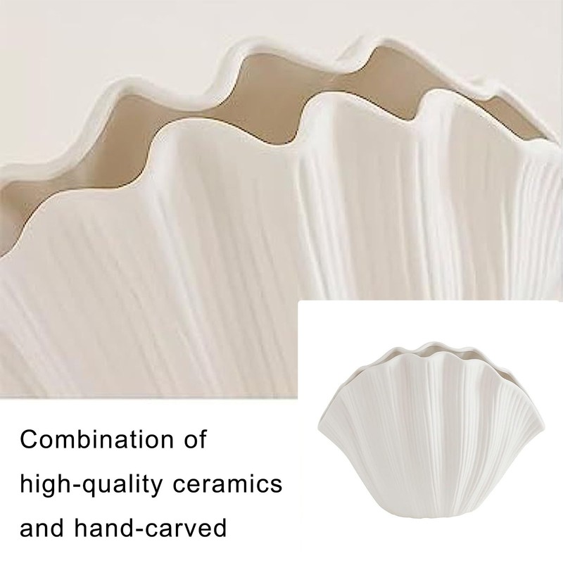 Shell Ceramic Vase Dried Flowers Handmade Vases for Home Decoration