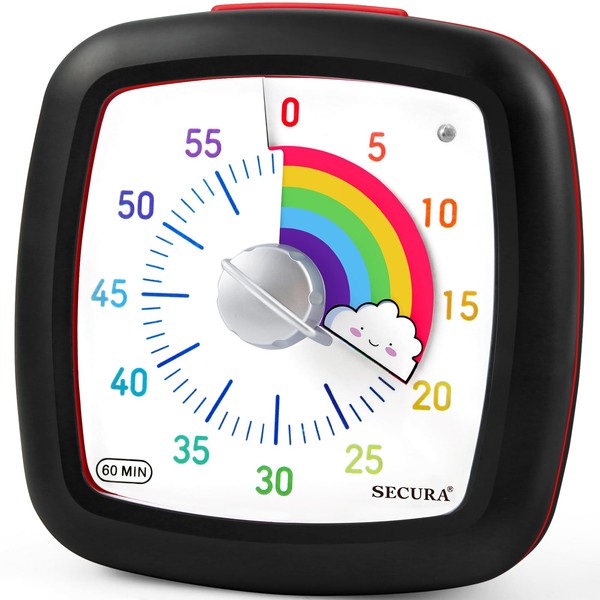 Secura Secura 60-Minute Visual Timer, Silent Study Timer for Kids
