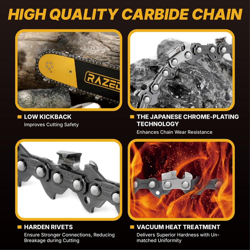 RazEdg 16 Inch Carbide Chainsaw Chain, 3/8" LP Pitch, .043"