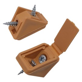 (Pack of 20 pcs) Light Brown Shelf Brackets 20 x 20 mm, Furniture Corner Joints, 90 Degree Plastic Corner Brace Joint, Right Angle, Screws Included (20, Light Brown)
