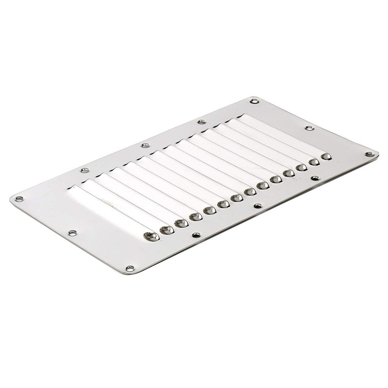 Amarine Made Stainless Steel Stamped Louvered Vent Rectangular Marine Vent