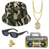 HTTDSLF 5 Piece Hip Hop Costume Set, Costume Men, 80s